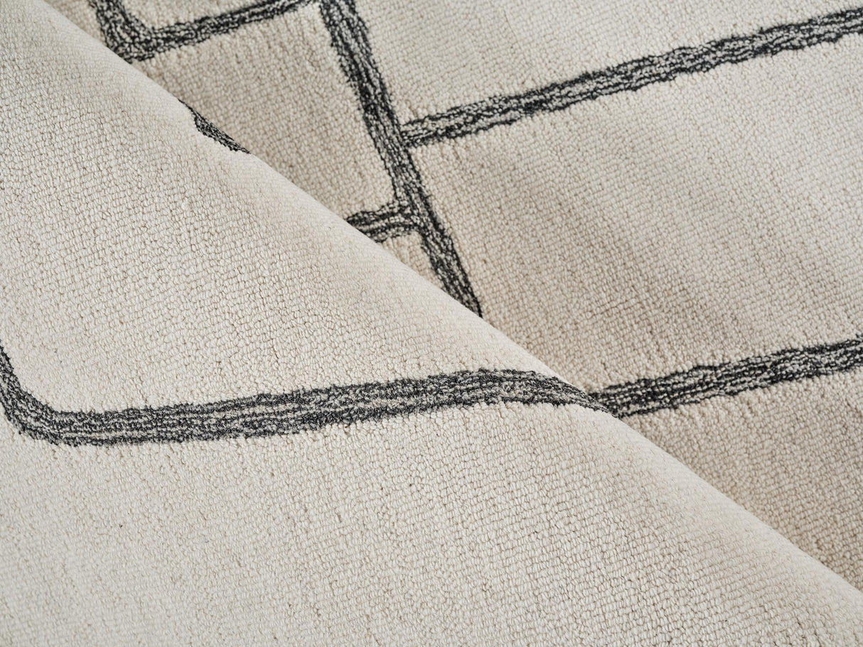 Exquisite Rugs Tangiers Handmade Hand-tufted New Zealand Wool on Canvas 6843 Ivory/Black 9' x 6' Area Rug