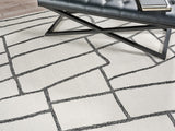 Exquisite Rugs Tangiers Handmade Hand-tufted New Zealand Wool on Canvas 6843 Ivory/Black 9' x 6' Area Rug