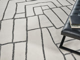 Exquisite Rugs Tangiers Handmade Hand-tufted New Zealand Wool on Canvas 6843 Ivory/Black 9' x 6' Area Rug
