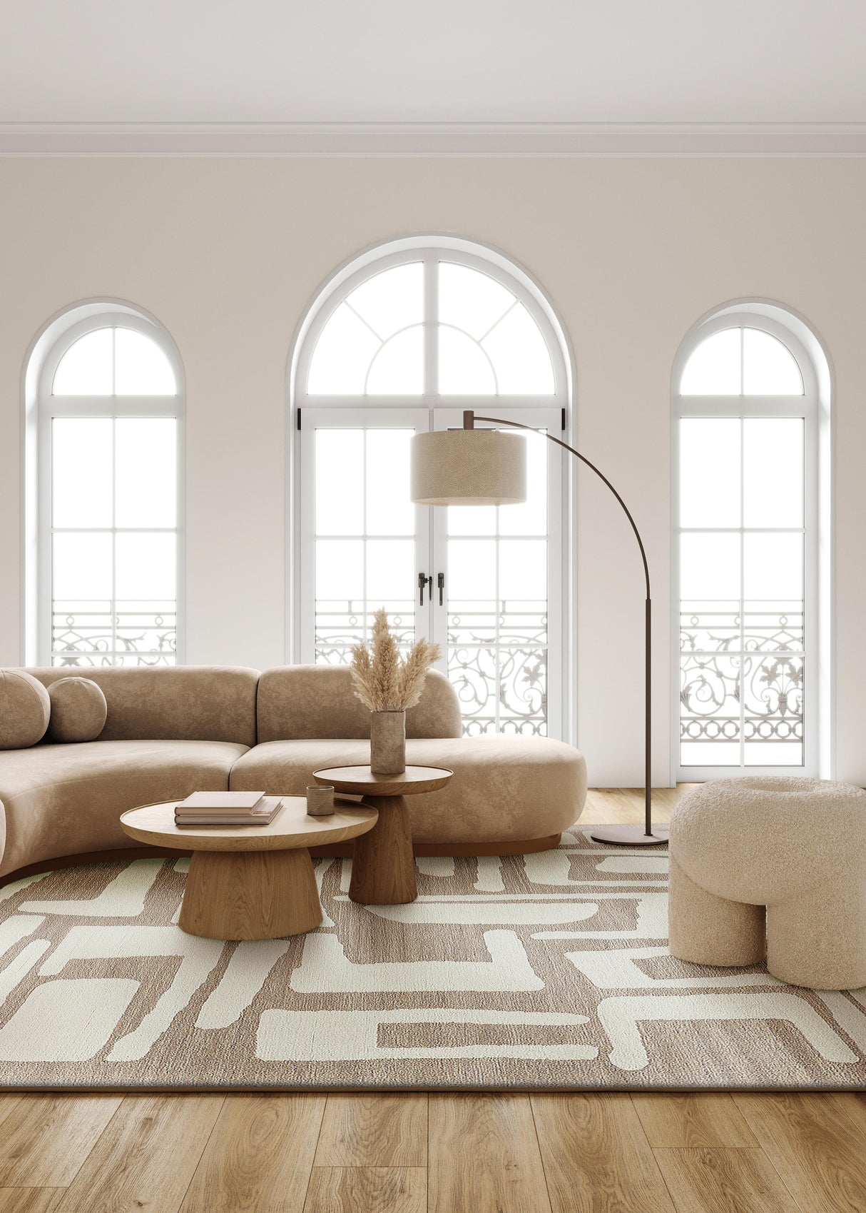 Exquisite Rugs Carmel Handmade Hand-tufted New Zealand Wool on Canvas 6848 Camel/Ivory 9' x 6' Area Rug