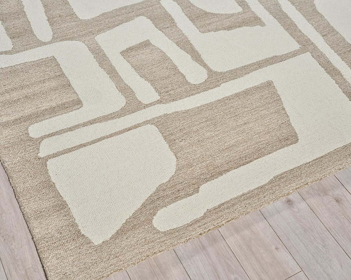 Exquisite Rugs Carmel Handmade Hand-tufted New Zealand Wool on Canvas 6848 Camel/Ivory 9' x 6' Area Rug