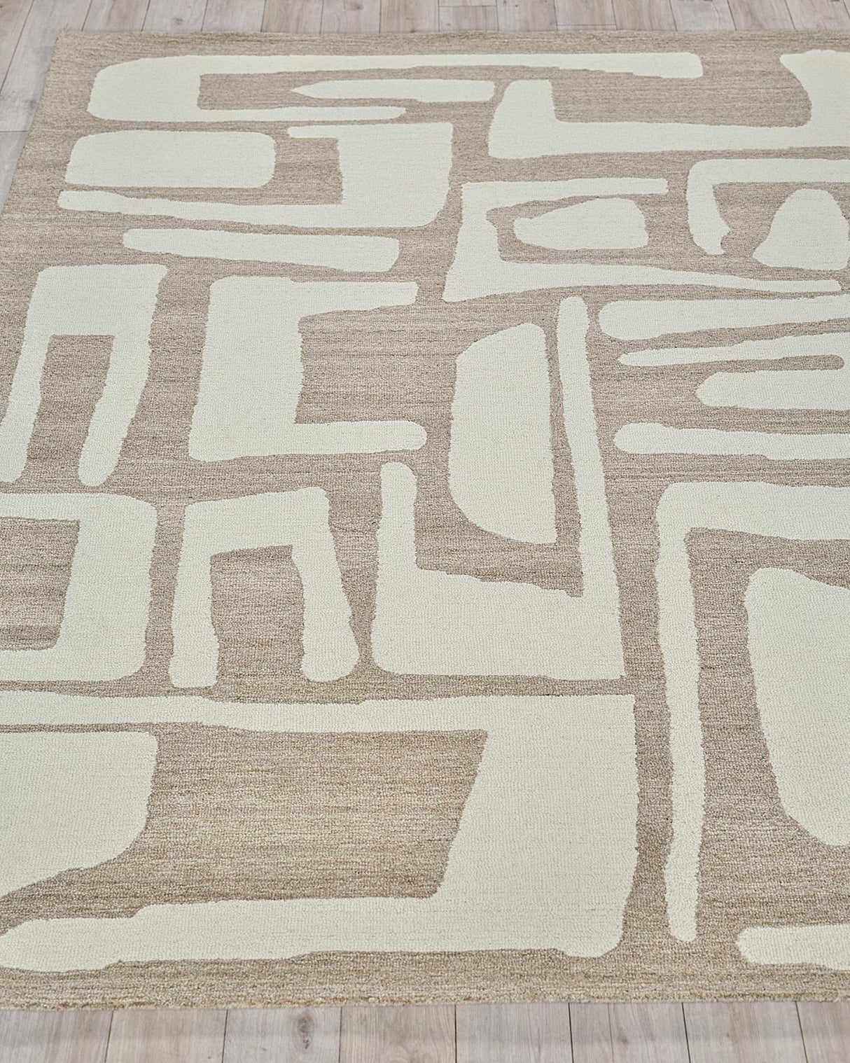 Exquisite Rugs Carmel Handmade Hand-tufted New Zealand Wool on Canvas 6848 Camel/Ivory 9' x 6' Area Rug