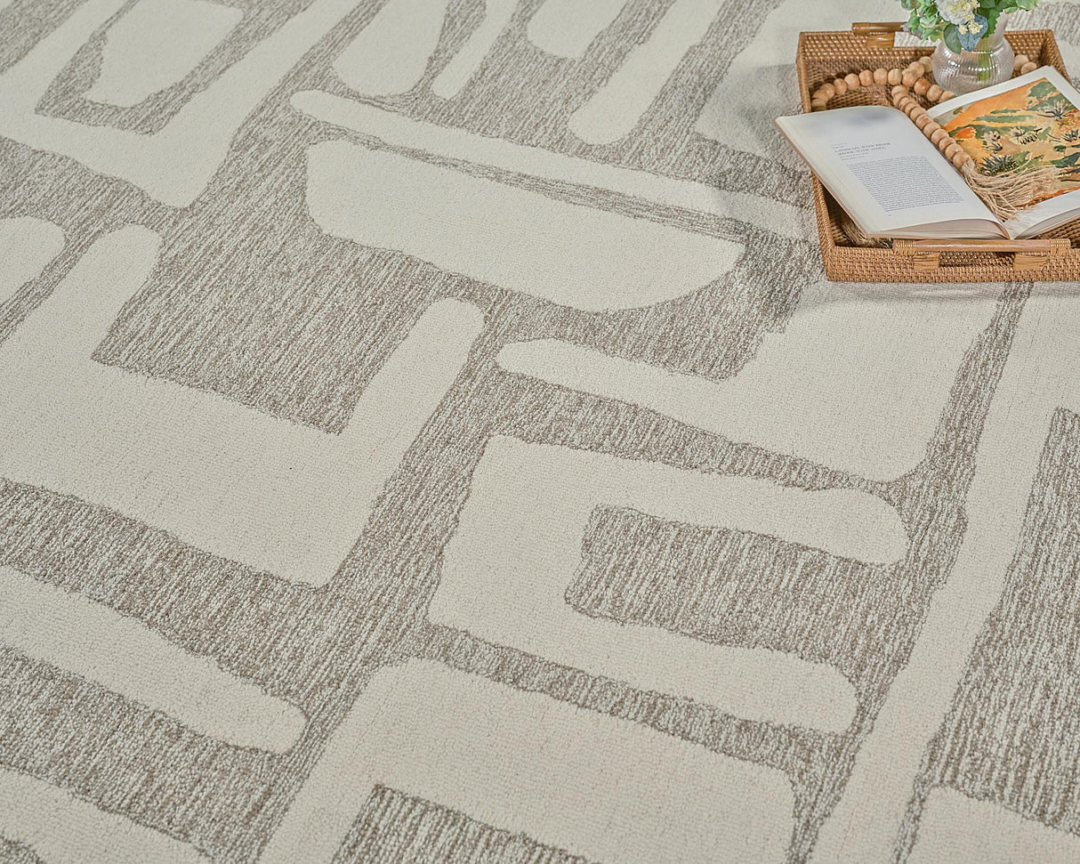 Exquisite Rugs Carmel Handmade Hand-tufted New Zealand Wool on Canvas 6849 Beige/Ivory 8' x 10' Area Rug