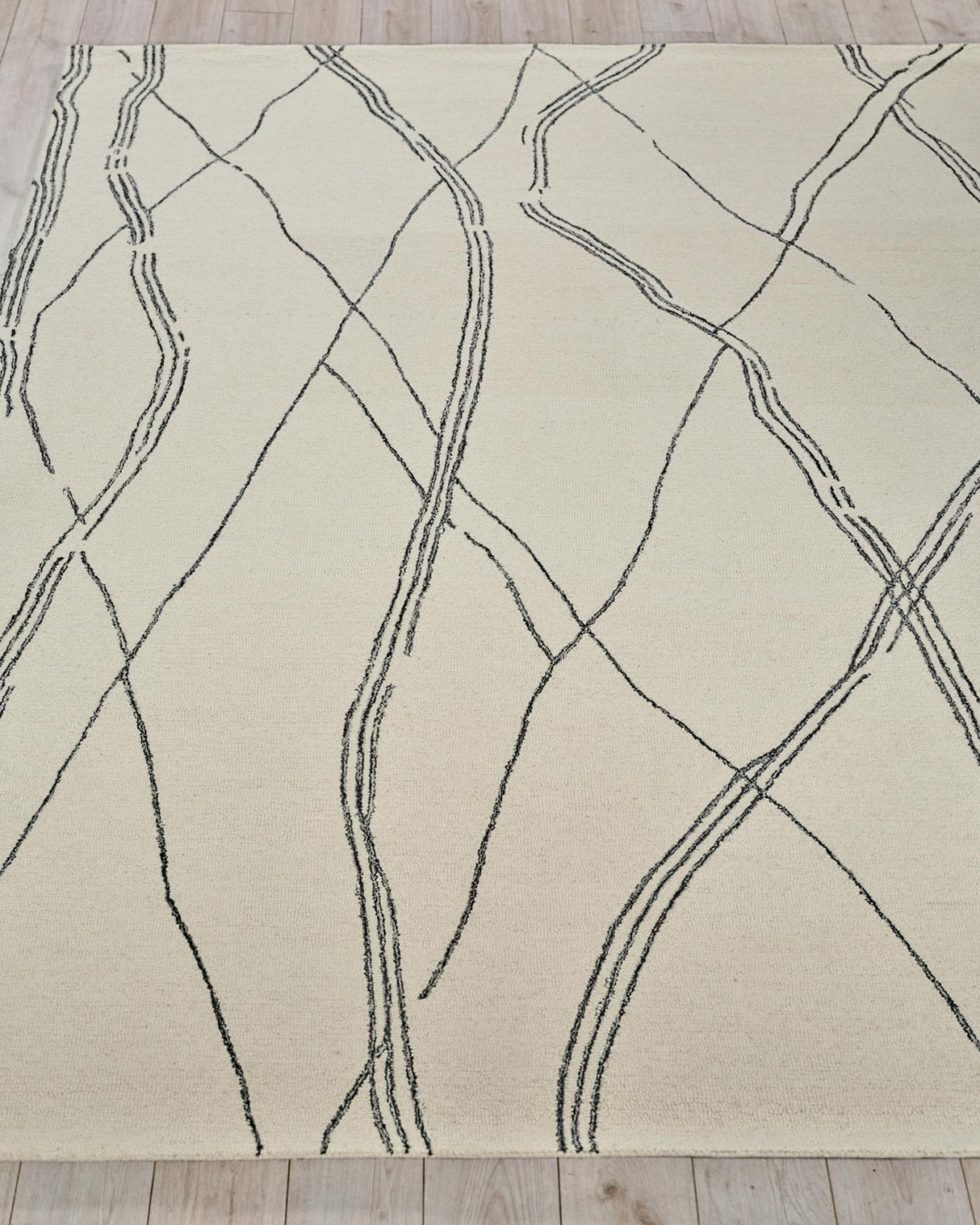 Exquisite Rugs Tangiers Handmade Hand-tufted New Zealand Wool on Canvas 6861 Ivory/Black 9' x 12' Area Rug