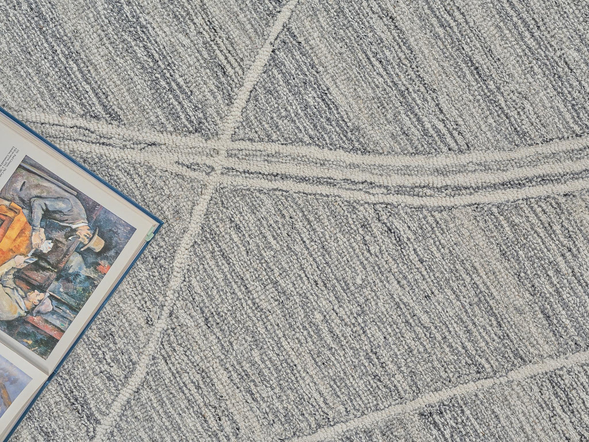 Exquisite Rugs Tangiers Handmade Hand-tufted New Zealand Wool on Canvas 6863 Gray/Ivory 6' x 9' Area Rug