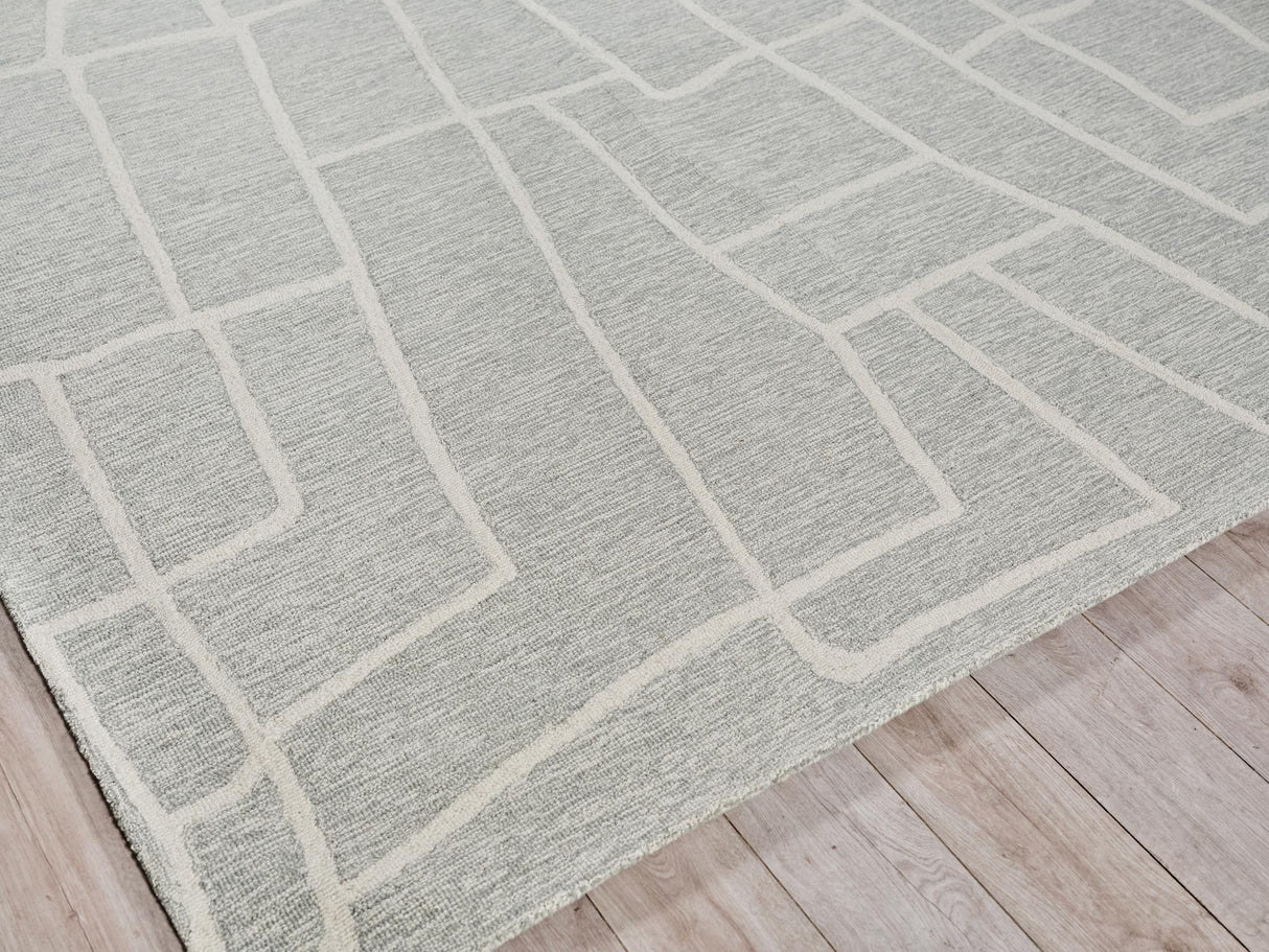 Exquisite Rugs Tangiers Handmade Hand-tufted New Zealand Wool on Canvas 6872 Blue/Ivory 9' x 6' Area Rug