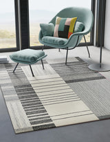 Exquisite Rugs Castine Handmade Hand-tufted New Zealand Wool on Canvas 6874 Gray/Ivory 9' x 6' Area Rug