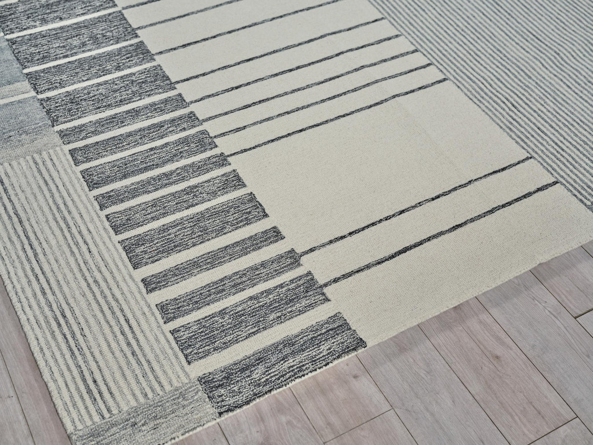 Exquisite Rugs Castine Handmade Hand-tufted New Zealand Wool on Canvas 6874 Gray/Ivory 9' x 6' Area Rug