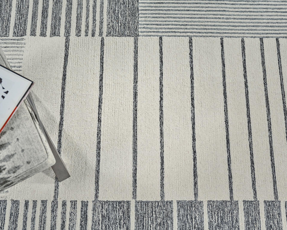 Exquisite Rugs Castine Handmade Hand-tufted New Zealand Wool on Canvas 6874 Gray/Ivory 9' x 6' Area Rug