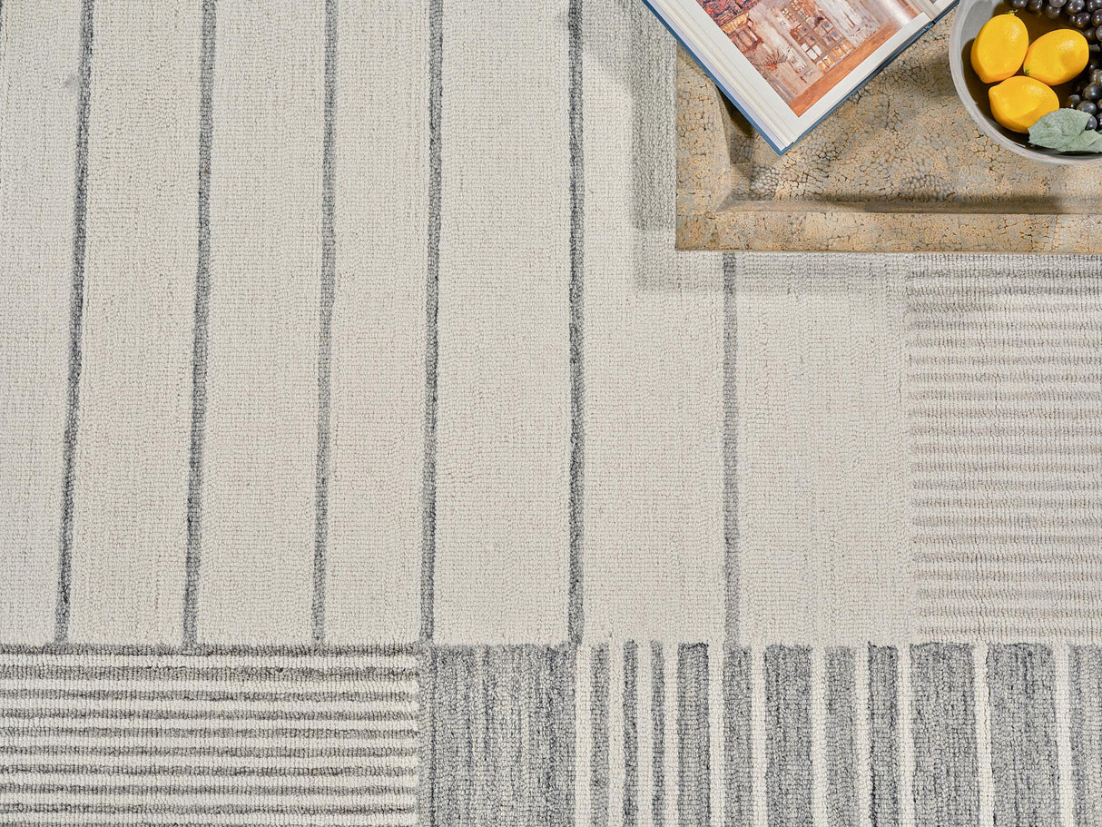 Exquisite Rugs Castine Handmade Hand-tufted New Zealand Wool on Canvas 6875 Silver/Ivory 12' x 15' Area Rug