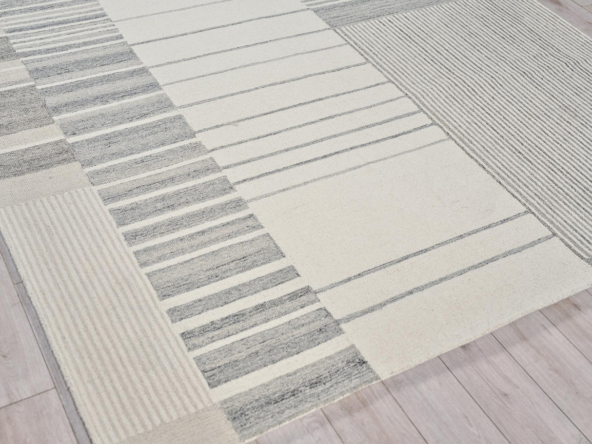 Exquisite Rugs Castine Handmade Hand-tufted New Zealand Wool on Canvas 6875 Silver/Ivory 6' x 9' Area Rug