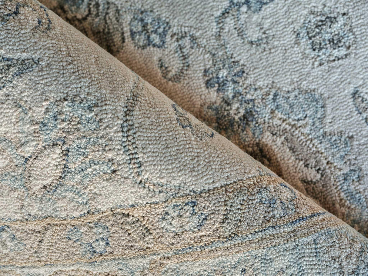 Exquisite Rugs Marietta Oushak Handmade Hand-tufted New Zealand Wool on Canvas 6878 Ivory/Light Blue 8' x 10' Area Rug
