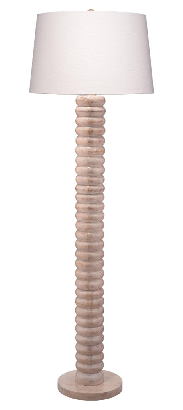 Jamie Young Abacus Mango Wood 1-Light Floor Lamp with Polyester Linen Shade