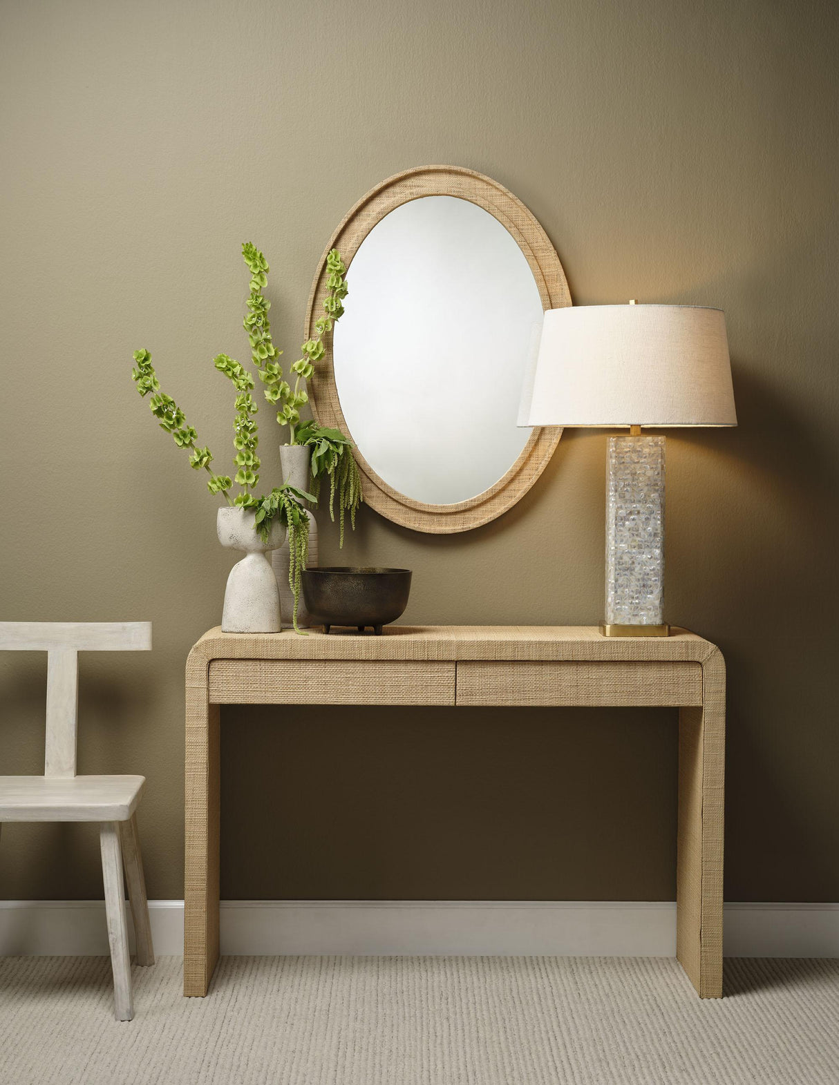 Jamie Young Preston Mother of Pearl Table Lamp with Linen Shade