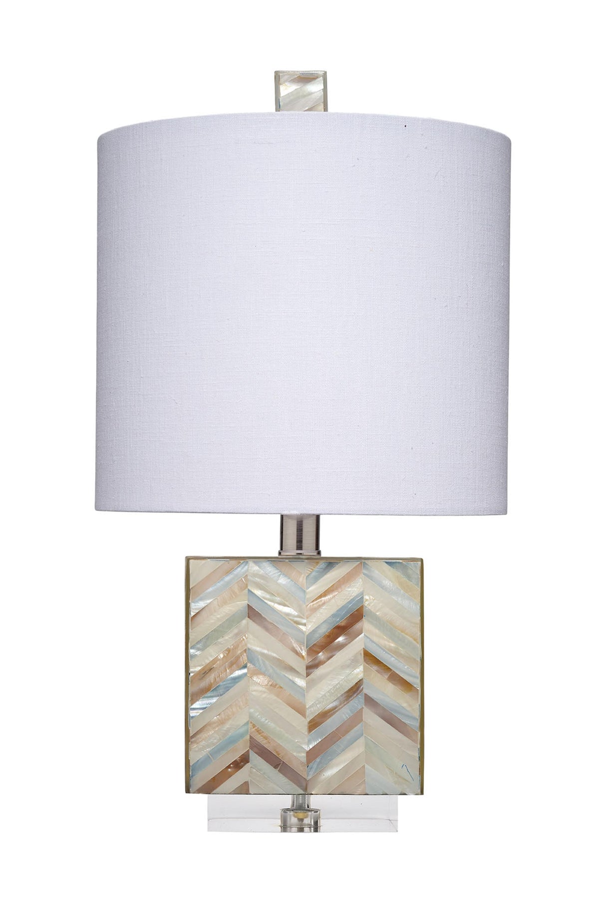 Jamie Young Garbo Mother of Pearl Table Lamp with Linen Shade, Blue