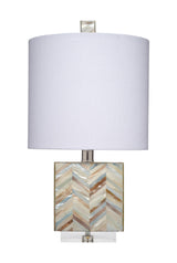 Jamie Young Garbo Mother of Pearl Table Lamp with Linen Shade, Blue