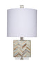Jamie Young Garbo Mother of Pearl Table Lamp with Linen Shade, Blue