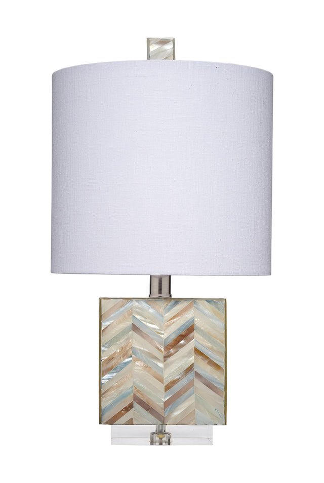 Jamie Young Garbo Mother of Pearl Table Lamp with Linen Shade, Blue
