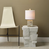 Jamie Young Garbo Mother of Pearl Table Lamp with Linen Shade, Blue