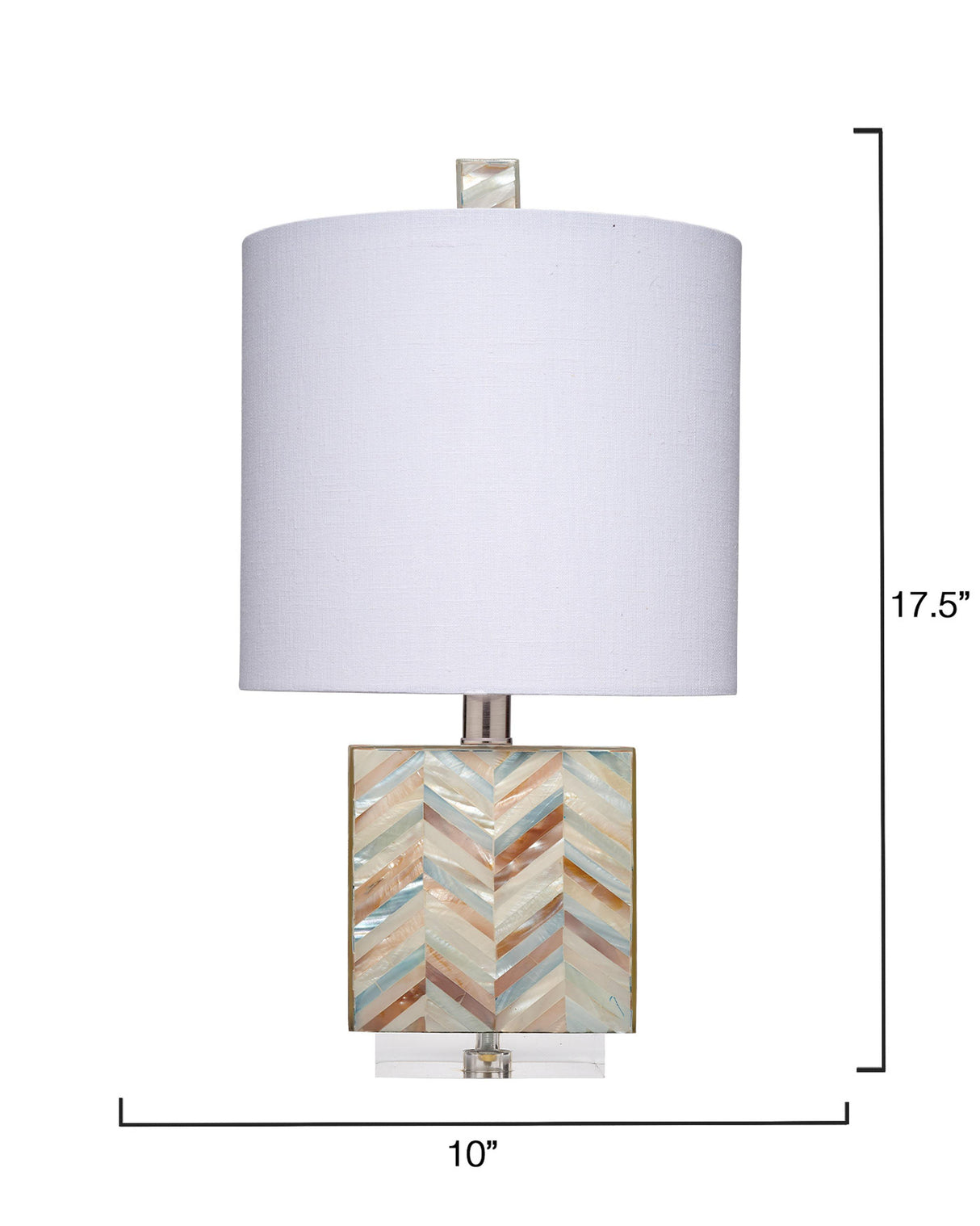 Jamie Young Garbo Mother of Pearl Table Lamp with Linen Shade, Blue