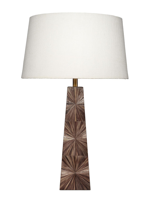 Jamie Young Palm Marquetry Table Lamp with Linen Shade