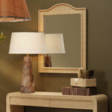 Jamie Young Palm Marquetry Table Lamp with Linen Shade