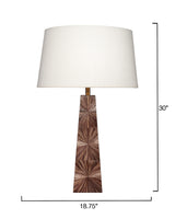 Jamie Young Palm Marquetry Table Lamp with Linen Shade