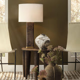 Jamie Young Preston Burl Wood Table Lamp with Linen Shade