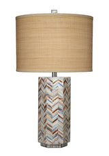 Jamie Young Lucille Mother of Pearl Table Lamp with Raffia Shade