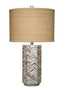 Jamie Young Lucille Mother of Pearl Table Lamp with Raffia Shade