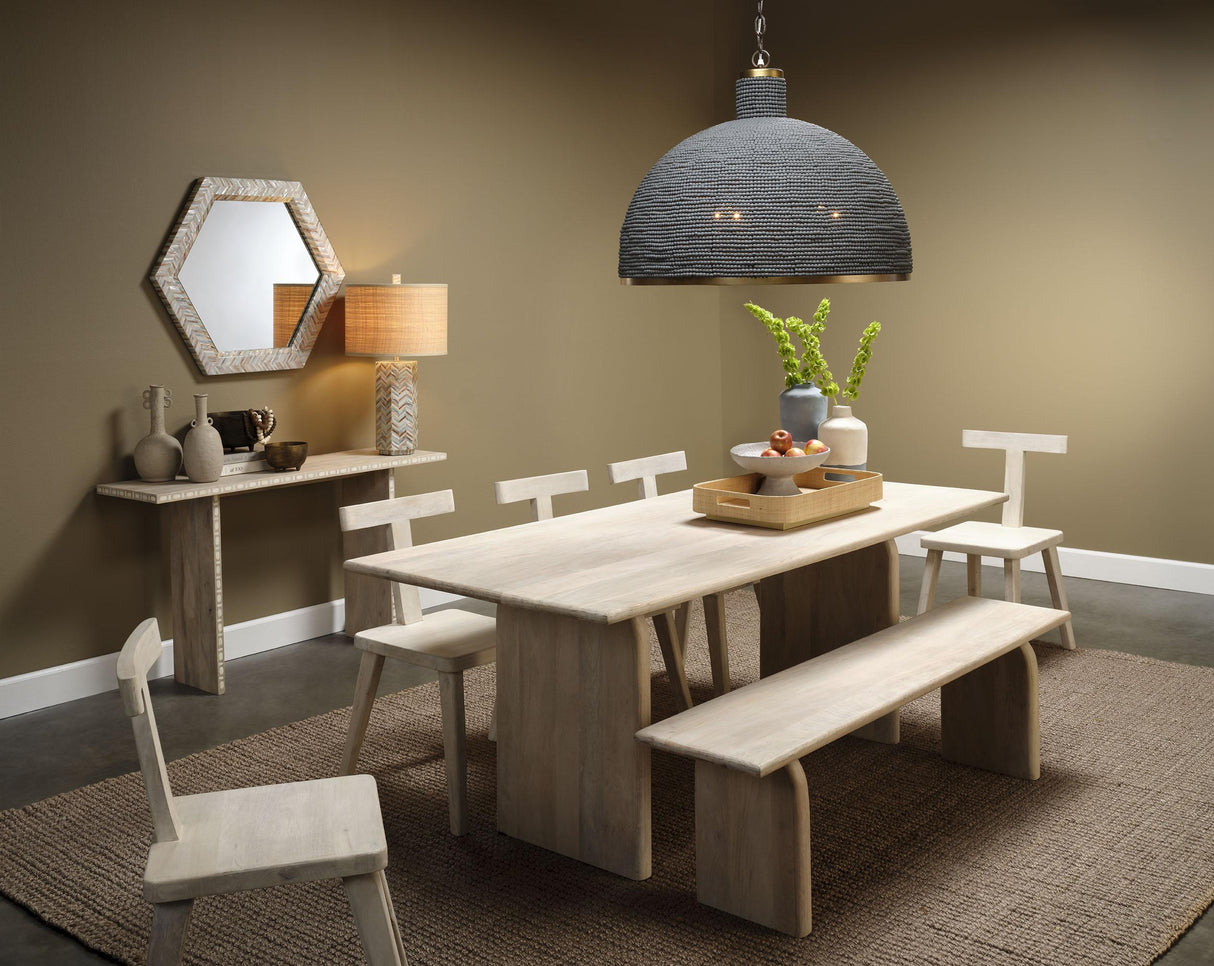 Jamie Young Lucille Mother of Pearl Table Lamp with Raffia Shade