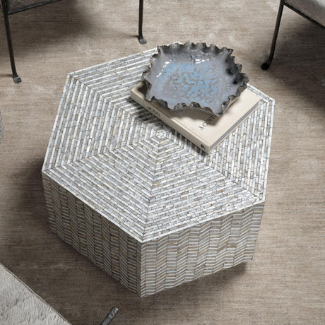 Jamie Young Brando Mother of Pearl Hexagon Coffee Table