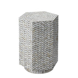 Jamie Young Brando Mother of Pearl Textured Hexagon Side Table