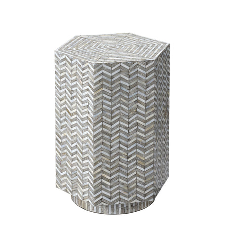 Jamie Young Brando Mother of Pearl Textured Hexagon Side Table