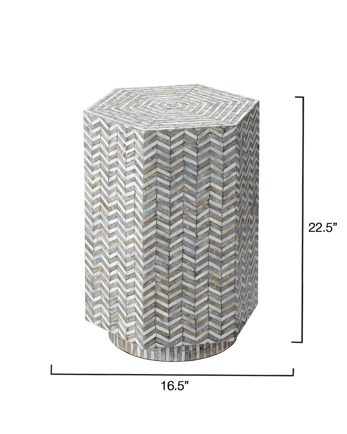 Jamie Young Brando Mother of Pearl Textured Hexagon Side Table