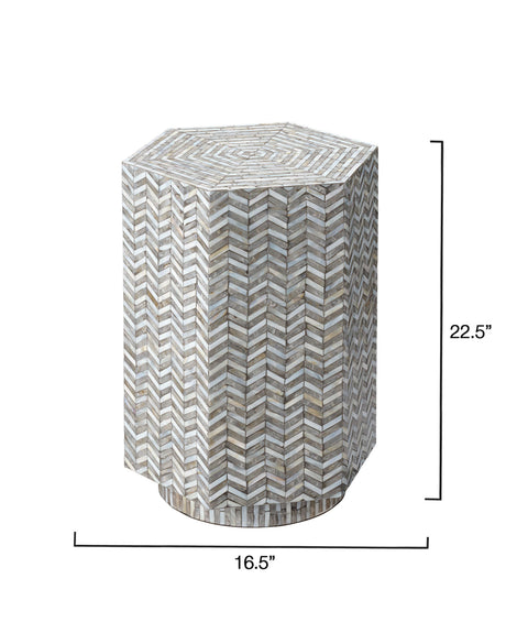 Jamie Young Brando Mother of Pearl Textured Hexagon Side Table
