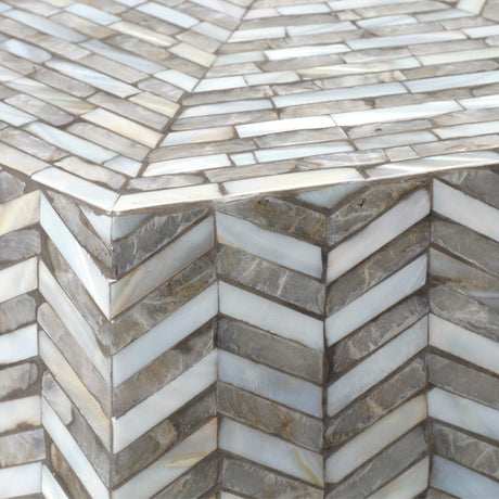 Jamie Young Brando Mother of Pearl Textured Hexagon Side Table