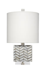 Jamie Young Garbo Mother of Pearl Table Lamp with Linen Shade, Grey