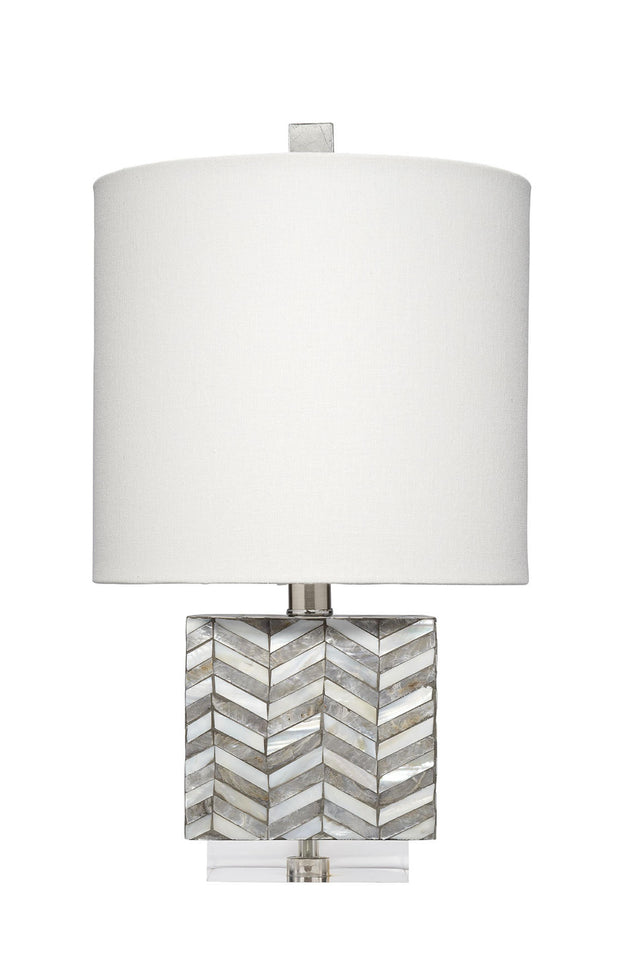 Jamie Young Garbo Mother of Pearl Table Lamp with Linen Shade, Grey