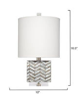 Jamie Young Garbo Mother of Pearl Table Lamp with Linen Shade, Grey