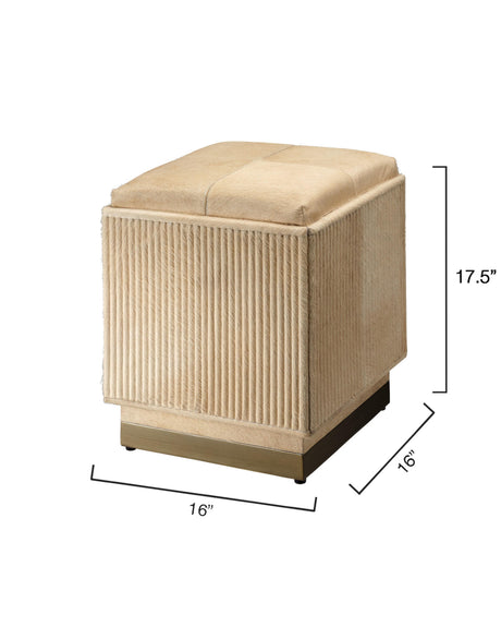 Jamie Young Easton Hide Ottoman, Tan