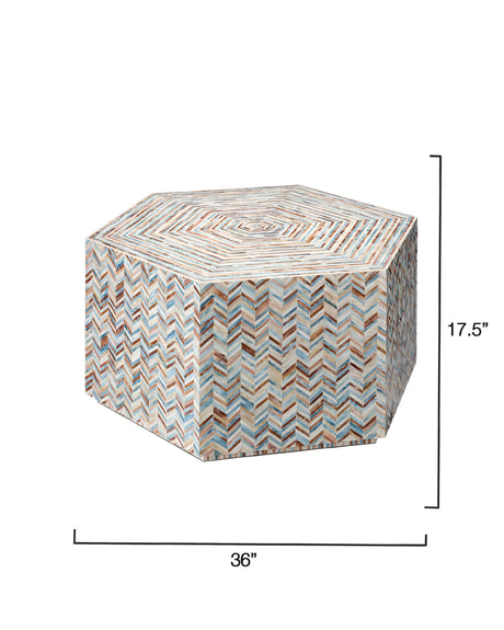 Jamie Young Hepburn Mother of Pearl Hexagon Coffee Table