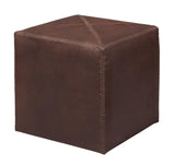 Jamie Young Tobacco Leather Ottoman, Small