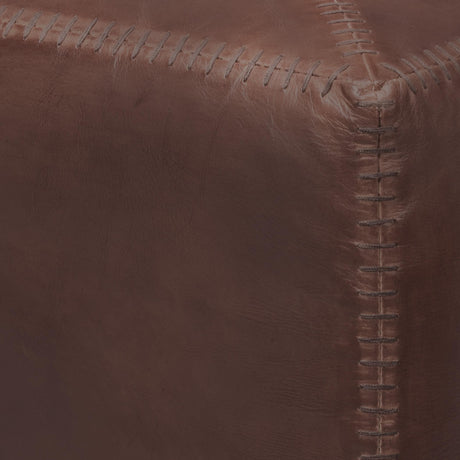 Jamie Young Tobacco Leather Ottoman, Small