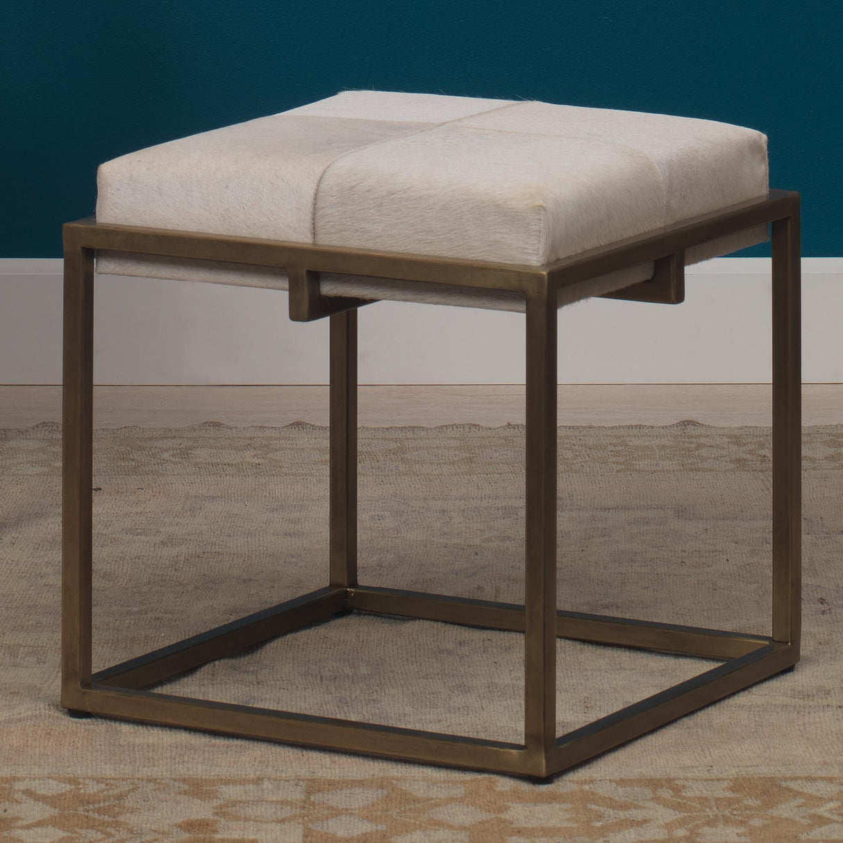 Jamie Young Shelby Hide Stool, White