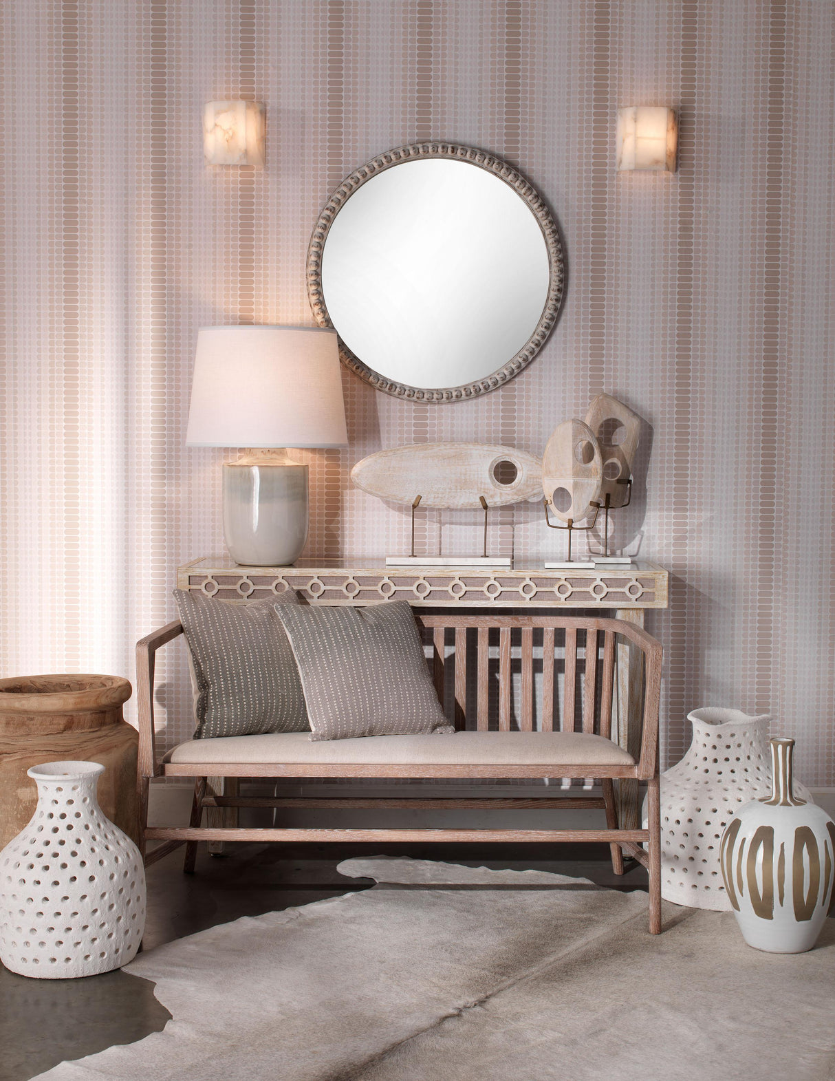 Jamie Young Borealis Tall Hexagon 1-Light Wall Alabaster Sconce