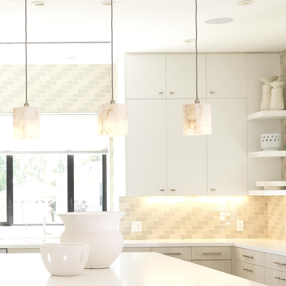 Jamie Young Borealis Alabaster Hexagon 1-Light Pendant