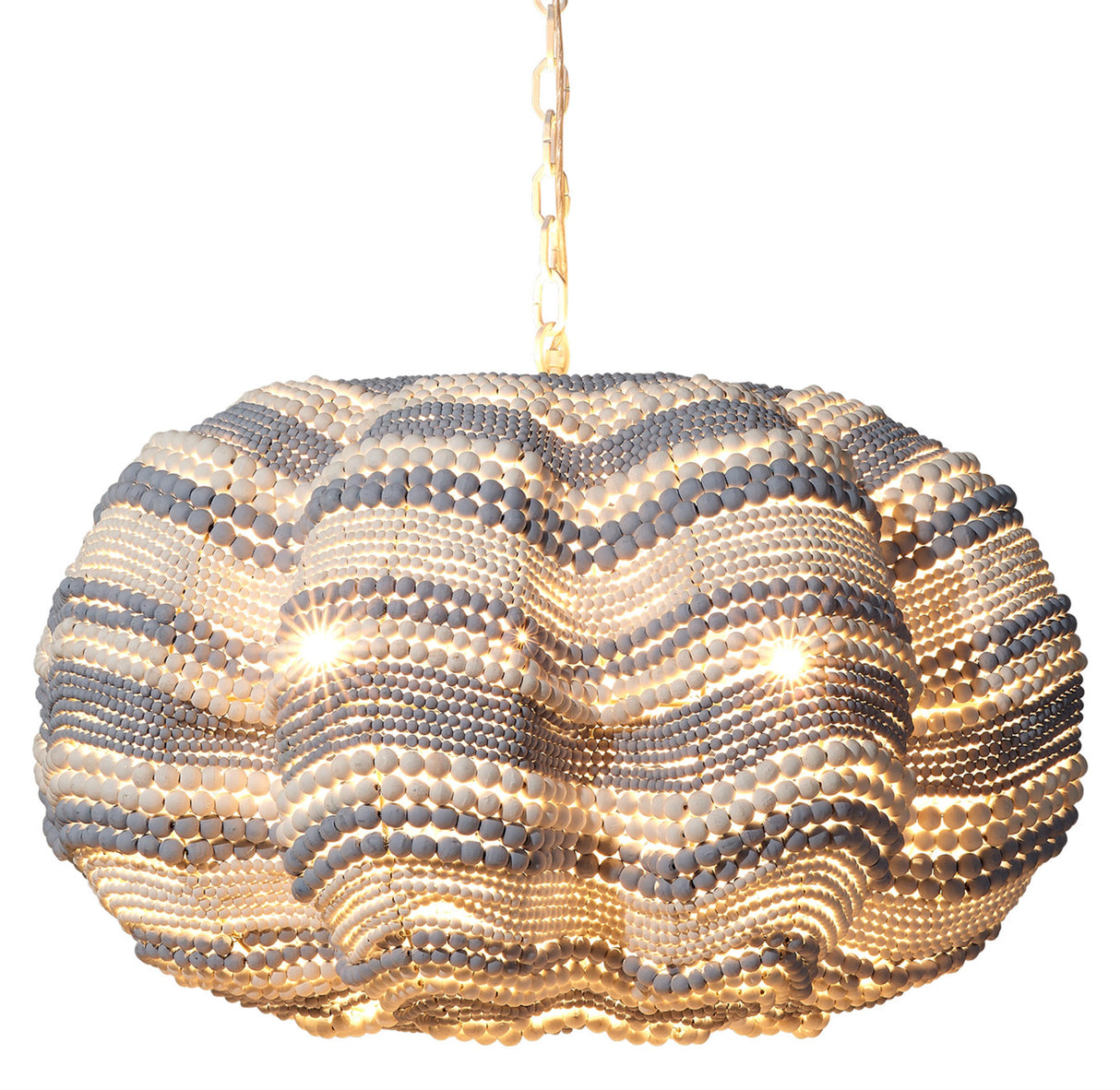 Jamie Young Clamshell Wood Beaded 4-Light Chandelier