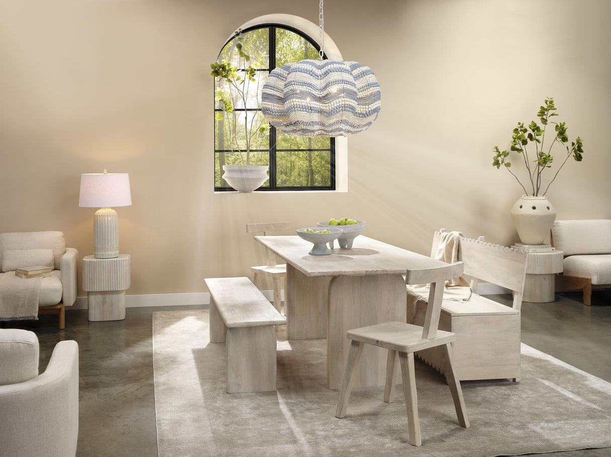 Jamie Young Clamshell Wood Beaded 4-Light Chandelier