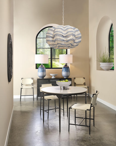 Jamie Young Clamshell Wood Beaded 4-Light Chandelier